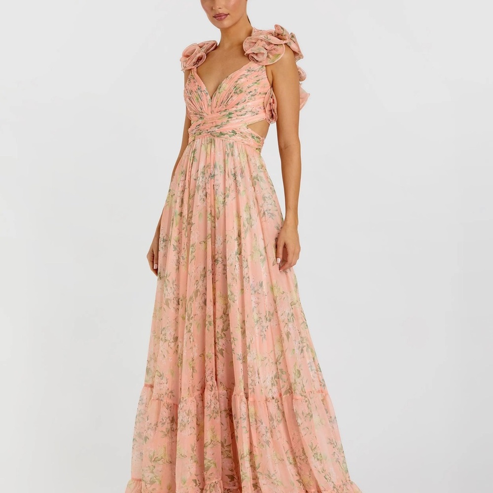 Mac Duggal Pink Floral Maxi Dress